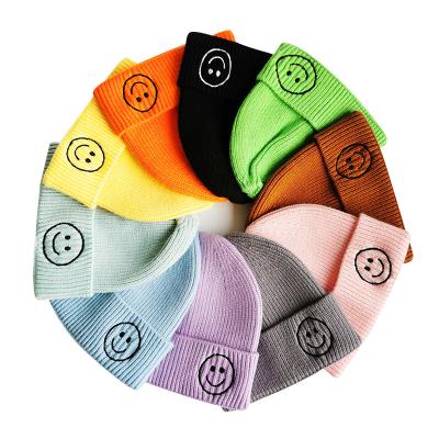 China New Design Custom 100% Cotton Baby Smile Beanies COMMON Kids Knitted Hats / Baby Winter Beanie Cap for sale