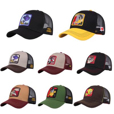 China 2022 Customs Embroidered Patch Applique JOINT Trucker Caps Mesh Hats 5 Panel Cotton Animal Baseball Cap for sale