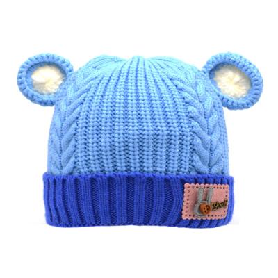 China Factory Wholesale Custom Striped Newborn Baby Knitted Smiling Beanies Baby Hat for sale