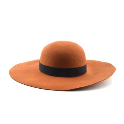 China New Character Fashion Women Lady Cap Wide Brim Felt Floppy Hat Wholesale for sale