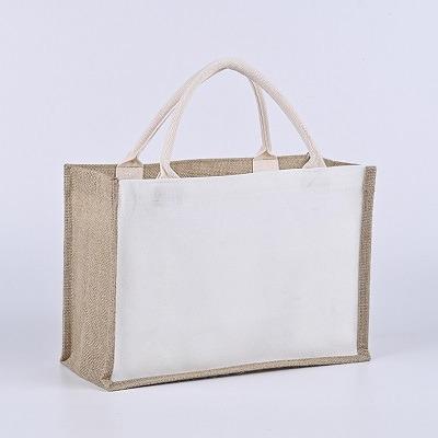 China Shopping Custom logo printed jute handbag for sale