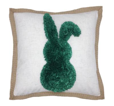 China Wholesale Decorative Easter Hive 3D Ruffle Green Rabbit With Whistling Throw Cushion Pillow Canvas Cover For Easter for sale