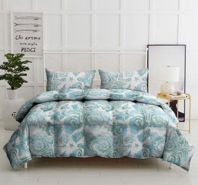 China Ocean shells and starfish wholesale bedding comforter set printed blue ocean shells and starfish watercolor design for sale