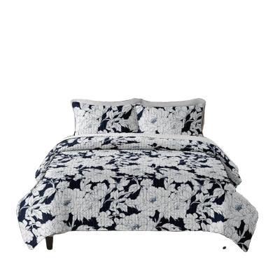 China Splendid Floral Bedding 3pcs Comforter Comforter Microfiber Splendid Floral Print In Dark Blue Set For Queen for sale