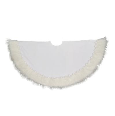 China Solid Decorative Solid White Velvet with Mongolia Fur Around Tree Skirt for Christmas for sale