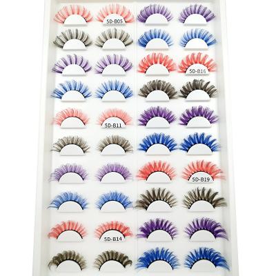 China Free Sample Wholesale Long Lasting Lengths Colorful Strip Lashes Mix Soft Black Color With Sign Of Color Eyelashes for sale