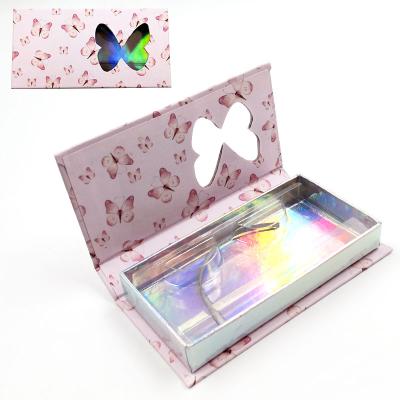 China Factory Outlet Natural Long Lash Packaging Box Eyelash Butterfly Holographic Eyelash Packaging Box for sale