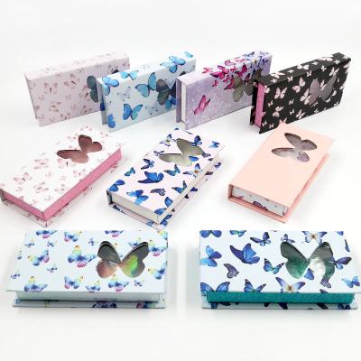 China Natural Amazon Hot Long Rectangle Butterfly Holographic Eyelash Box Eyelash Cases Packaging Bag Box Butterfly for sale