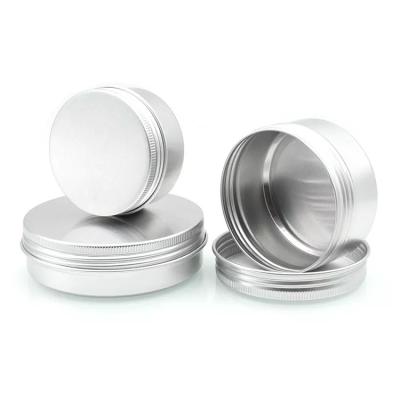 China Recyclable Round 5g 10g15g 20g 30g 50g 60g 80g 100g 150g 50ml 60ml 100ml 150ml 200ml Round Empty Cosmetic Cream Aluminum Jar With Screw Clamp Lid for sale