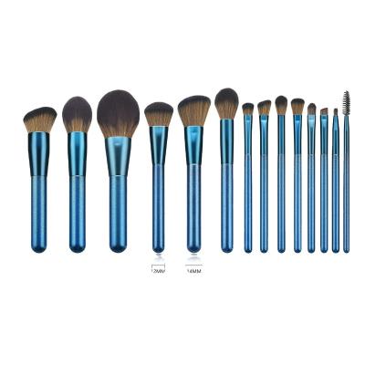 China Flat Brush 14 Makeup Brush Set Sapphire Blue Brush End Blush Brush Beauty Tool for sale