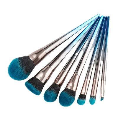 China Flat Brush 4/7 Diamond Makeup Brush Beauty Tool Flame Brush Eyeshadow Brush Blue and Black Gradient Set for sale