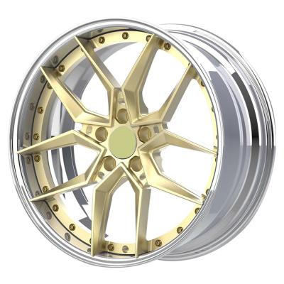 China Passanger Car Frozen Gold Polished Wheels 5 Hole Two-piece Structure Passenger Car Alloy Wheel Rims 18 19 20 22 24 Inch Multi Spoke Wheels for sale