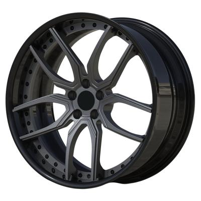 China Passanger Car Gloss Black Rims  5x112 Forged 2 Piece Wheels 17 18 19 20 21 22 24 Inch Forged Alloy Passenger Car Wheels Rims For Luxury Cars for sale