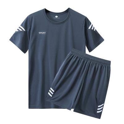 China Custom QUICK DRY Wholesale New Logo Men's Plus Size Workout T-Shirt And Shorts Set Men's Shorts Set Men's Suit Loose Two Piece Set for sale