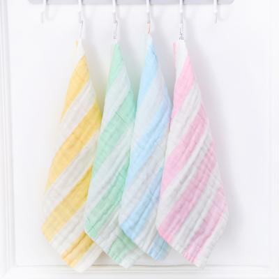 China Disposable 6 Layer 100% Cotton Yarn Dyed Muslin Soft Comfortable Baby Wipes Baby Face Towel Hand Towel for sale