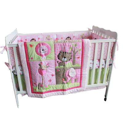 China Nondisposable Baby Boy Bed Girth Kit Monkey Crib Hutch Luxury Bedding Set for sale