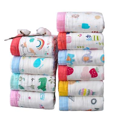 China 100% Cotton Nondisposable 6 Layers Muslin Gauze Swaddle Baby Blanket Custom 4/6 Layer Print Baby Muslin Blanket for sale