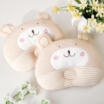 China Newborn Baby Flat Cotton Washable Cute Baby Pillow Plush Anti-pilling Pillow Bear Head Shaped Pillow for sale