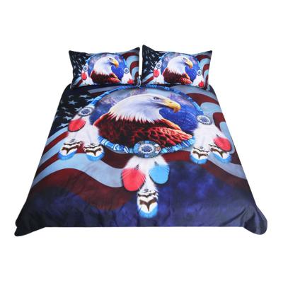 China Nondisposable Latest Eagle 3D Bedding Set Quilt Cover Pillowcase Single Bed Twin Set 3pcs for sale