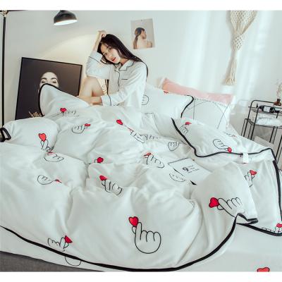 China Nondisposable China Supplier White Cotton Bedspread Set Bright Fluffy Bedding Set Design for sale