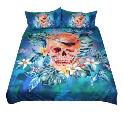 China Nondisposable Duvet Cover Sheets 3D Skeleton Single Skull Type 3 Piece Bedding Set Large for sale