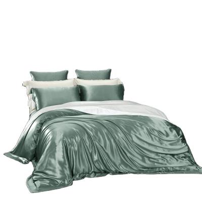 China Viable Satin Pure Silk Luxury Silk Bedding Pillowcase 4pcs Duvet Cover Sets for sale