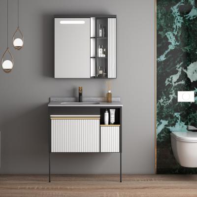 China Wholesale Modern Bathroom Vanity Hotel Bathroom Vanity Cabinet Led Mirror Light Bathroom Sets Cabinets for sale