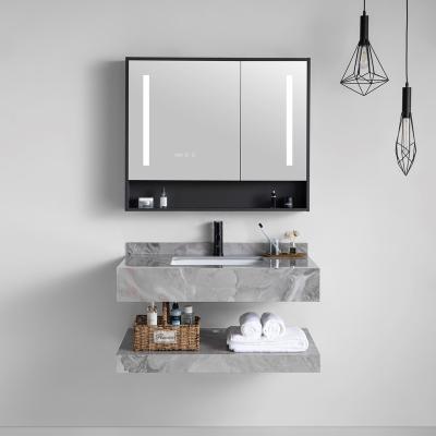 China High Quality Modern Wall Mounted Rock Slate Modern Sink Toilet Room Vanity Simple Bathroom Cabinets for sale