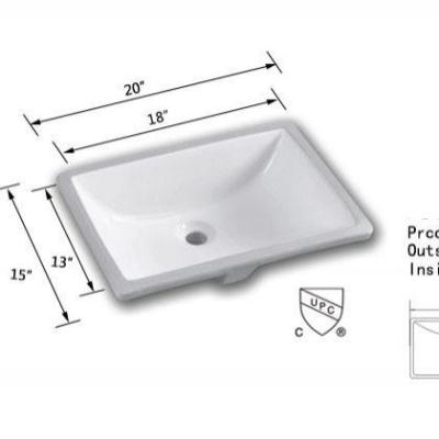 China Hot Sale Modern Rectangular Recessed Curved Ceramic Ceramic Sink for sale