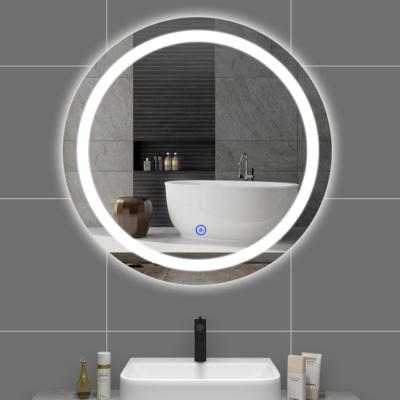 China New Design Rounded Design Luxury LED Light Hotel Smart Led Mirror With Touch Mirror for sale