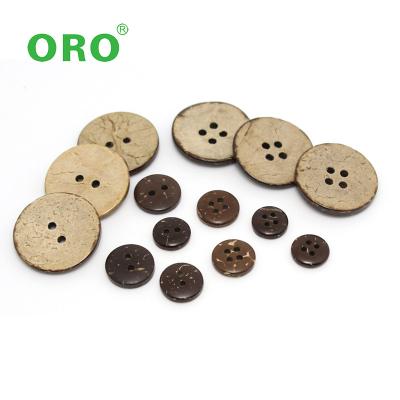 China Customized Logo Nickel Free 4-Holes Button Natural Round Coconut Shell Button for sale