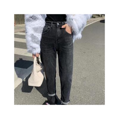 China New QUICK DRY summer elastic waist half wide leg pants loose ripped distressed jeans women for sale