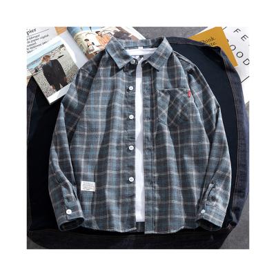 China Japanese plaid shirt 2021 autumn handsome large size loose top clothes anti-pilling long-sleeved shirt men's new for sale