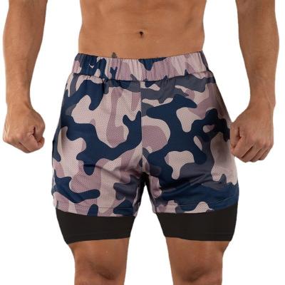 China QUICK DRY Athletic Quick Dry Mesh Fitness Workout Shorts With Pocket And Camo Tight Custom Logo 2 In 1 Lined Sports Gym Shorts Men for sale