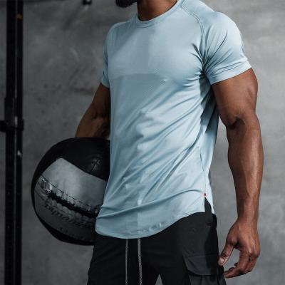 China Breathable Polyester Mesh Quick Dry Fitness Workout Clothing Muscle T Shirt Pour Hommes Oversized Bodybuilding T Shirt For Men for sale