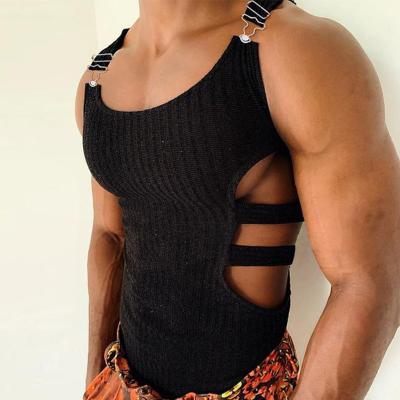 China QUICK DRY Wholesale Fit Plain Muscle Tank Tops Sleeveless Vest Hot Boy Summer Workout Hollow Out Cutout Tank Top For Men for sale