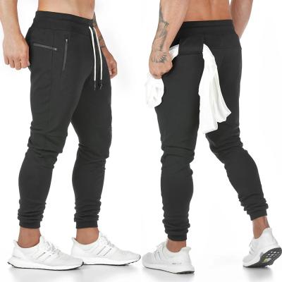 China Anti-wrinkle High Quality Cotton Black Long Sports Workout Fit Sweat Pant Fitness Trousers Man Skinny Jogger Pants For Men for sale