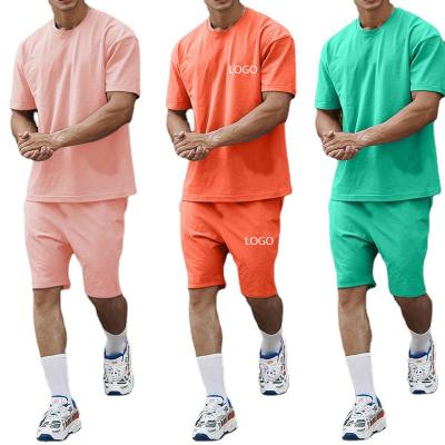 China Breathable High Quality Summer Casual Solid T Shirt And Sweat Shorts Tracksuit Blank Custom Logo Men Two Pieces Jogger Short Sets for sale