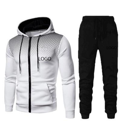 China Breathable Two Piece Fit Jogging Gym Sportswear Tracksuit Plain Blank Custom Logo Men Zip Up Hoodie And Jogger Track Sweat Pants Set for sale