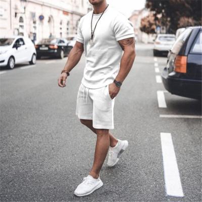 China Breathable Sports Athleisure Matching Two Pieces T Shirt And Shorts Jogger Suits Men Casual Clothing Gym Fitness Sets for sale