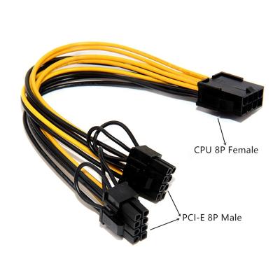 China 12V COMPUTER CPU 8pin Female Power Supply Splitter 2 To Dual 6+2pin PCIe 8pin Cable 18AWG 20CM In Stock for sale