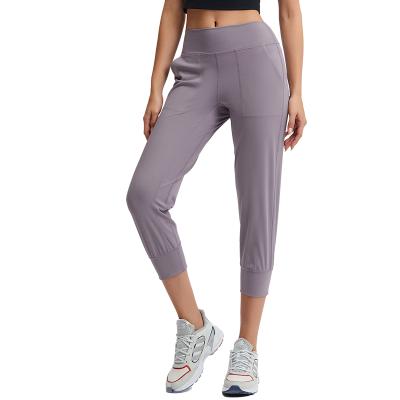 China Women Yoga Gaiters Sports High Waist Crop Female 3/4 Tights Breathable Elastic Quick Dry Running Pants Gym Leggings Fitness Leggings for sale