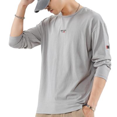 China Fashion Solid Color Breathable Casual Slim Fit Men Long Sleeve Basic T-Shirt for sale