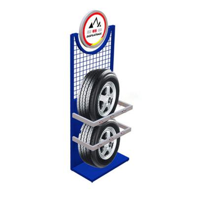 China Suitable for hot outside brand metal rolling tire display rack for sale