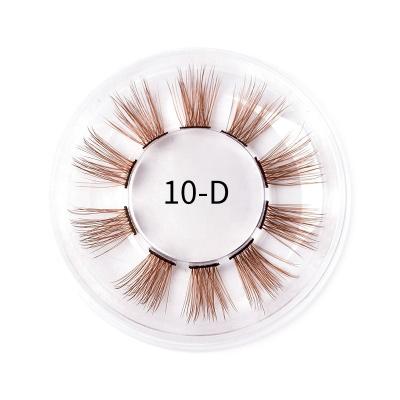 China DIY Mink Natural Brown Color Group Lashes Round Custom Transparent Box 9 Segments Eyelashes Extension for sale