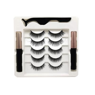 China Natural Mink Eyelash Extensions China Manufacturer 3D Strip Natural Synthetic Fluffy Magnetic Lash Liner Kit for sale