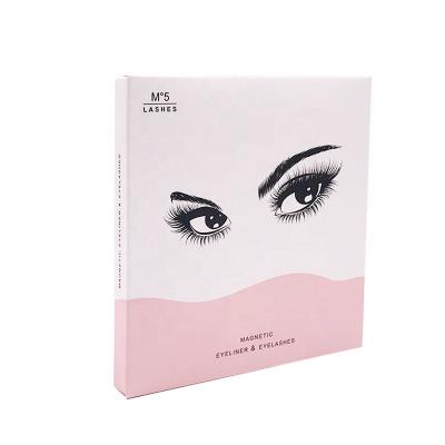 China 3 Pairs Natural Magnetic Eyelash Pink Box With Logo False Eyelash Liner Kit Custom Create Her Brand for sale