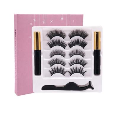 China 5 Pairs Natural False Eyelash Magnetic Box Packaging False Eyelash Lashes Bulk Kit for sale