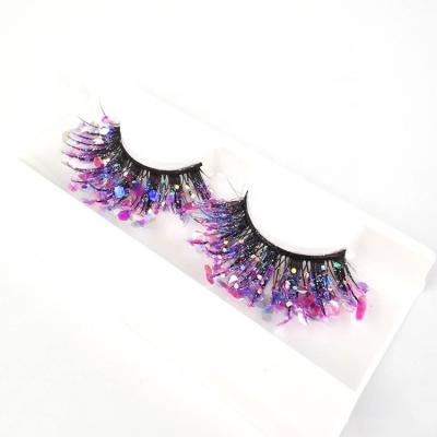 China Bing Glitter Colored Lash False Strip Lashes Fluorescent Purple Full Lashes for sale