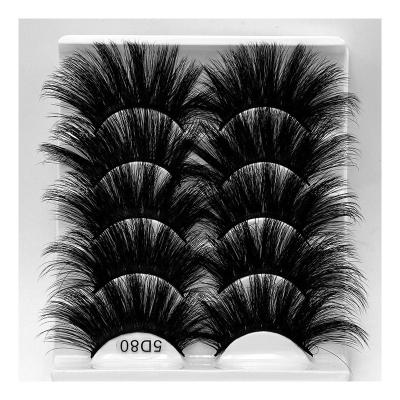 China Wholesale Natural 5D Mink Eyelashes Lashes 3D Vendor 25mm Bulk False Eyelashes for sale